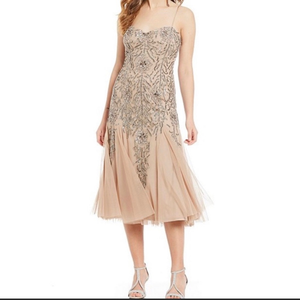 Gianni Bini  beaded flounce hem midi dress